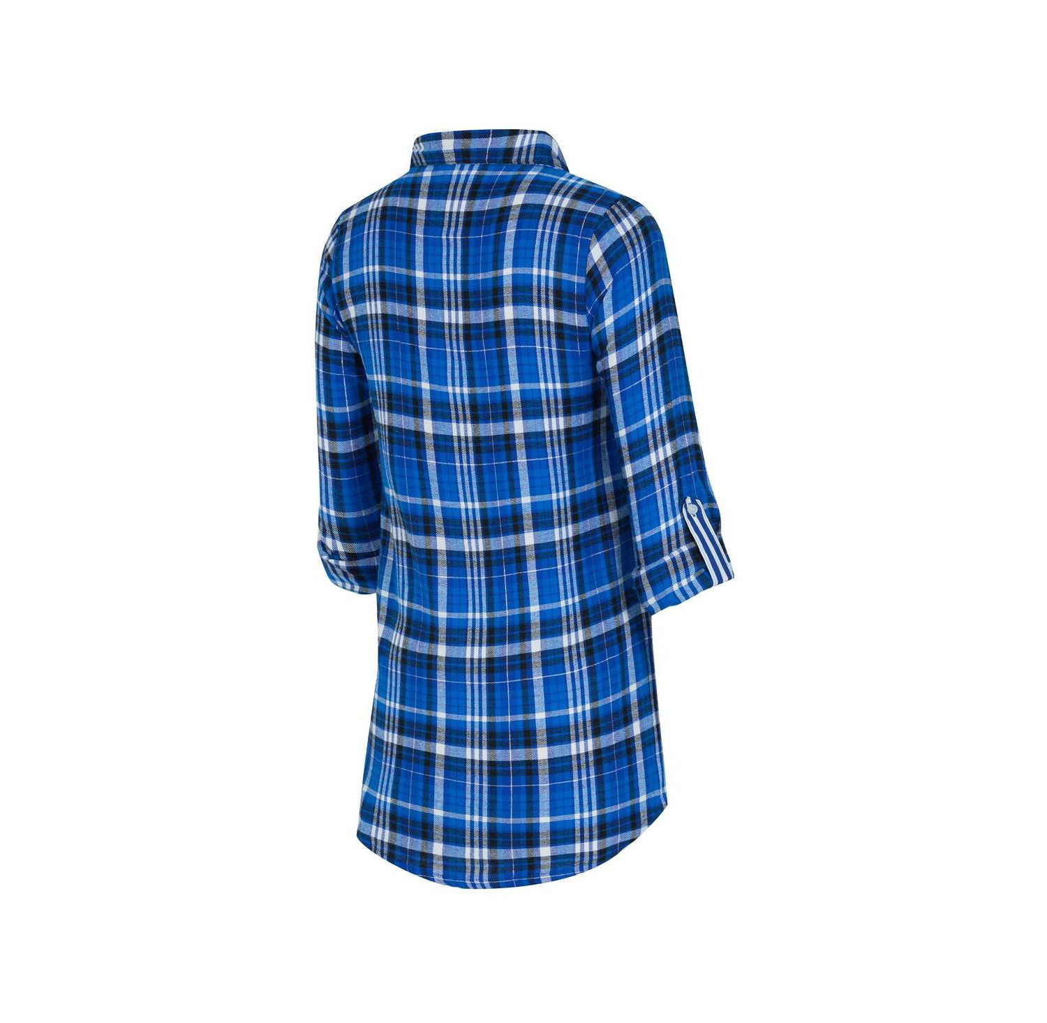 Women's Blue Detroit Lions Laney Plaid Tri-Blend Nightshirt