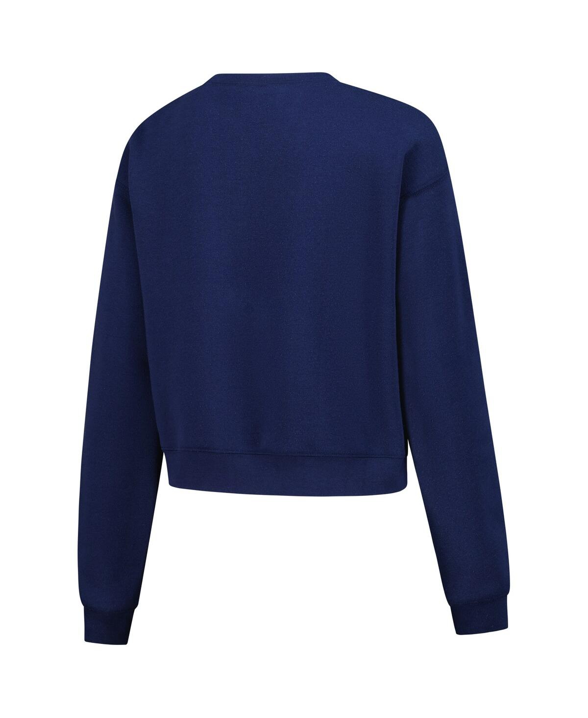 Zoozatz Women's Navy Michigan Wolverines Chenille Cropped Sweatshirt In Blue