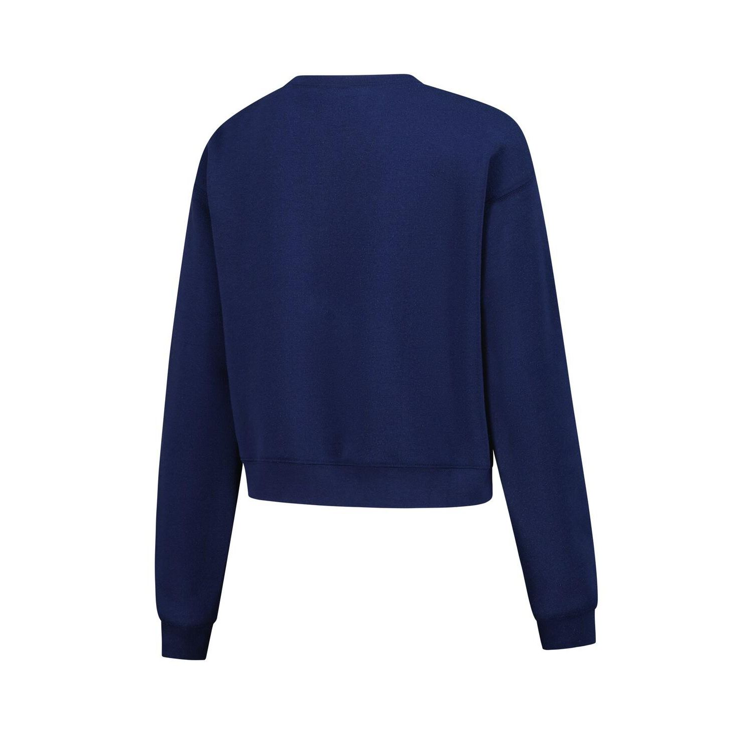 Women's Navy Michigan Wolverines Chenille Cropped Sweatshirt