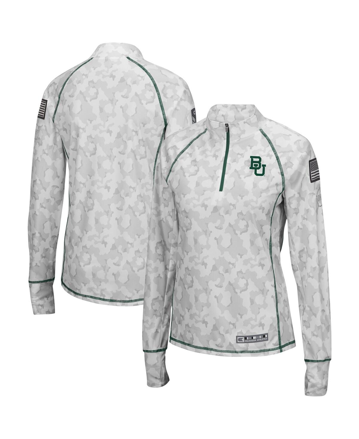 Colosseum Women's Camo Baylor Bears Oht Military Appreciation Officer Arctic Lightweight Quarter-zip Sweatshir In Gray