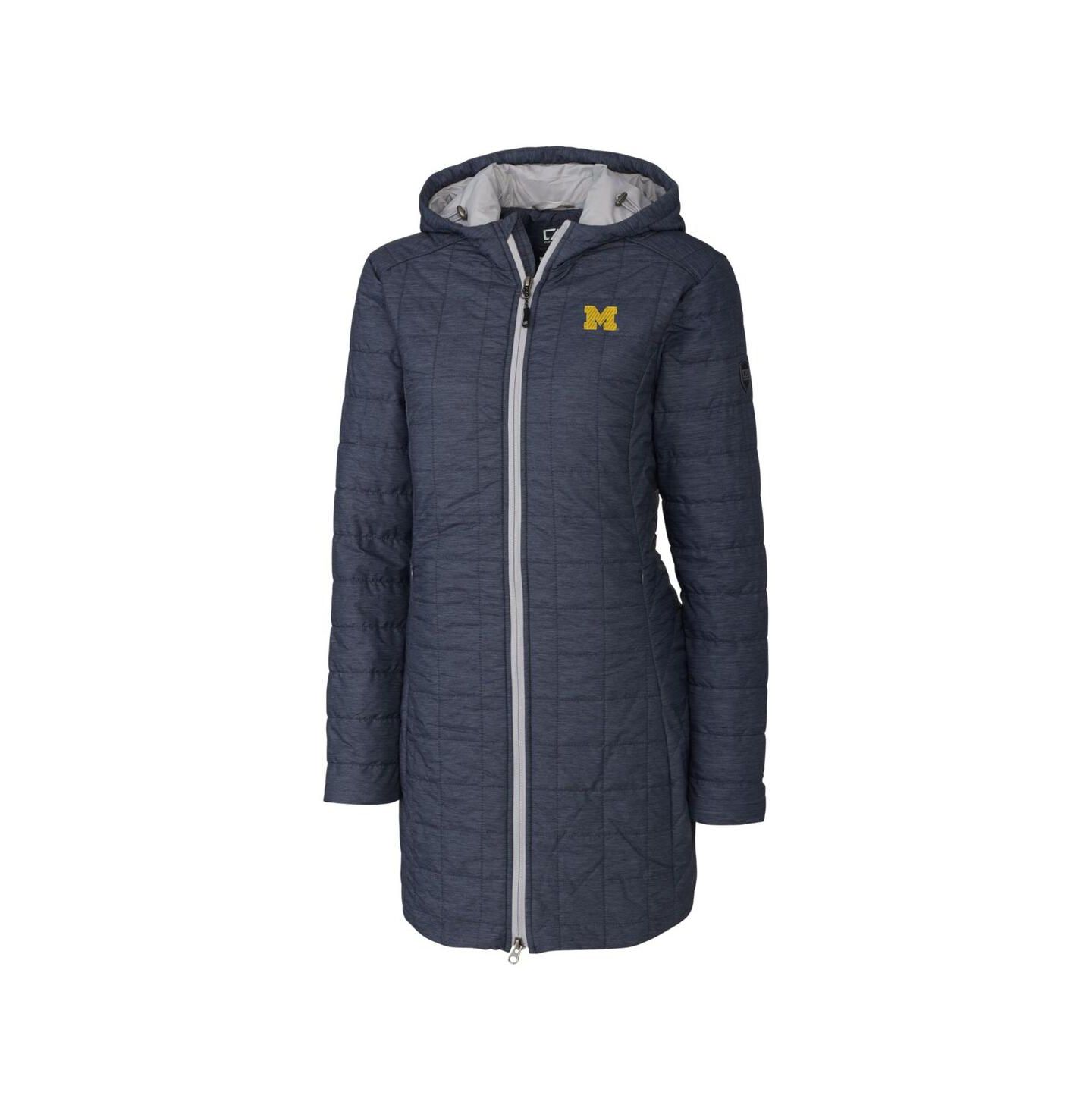 Женская куртка Cutter & Buck Heather Navy Michigan Wolverines Rainier PrimaLoft Eco Hooded — фото 3