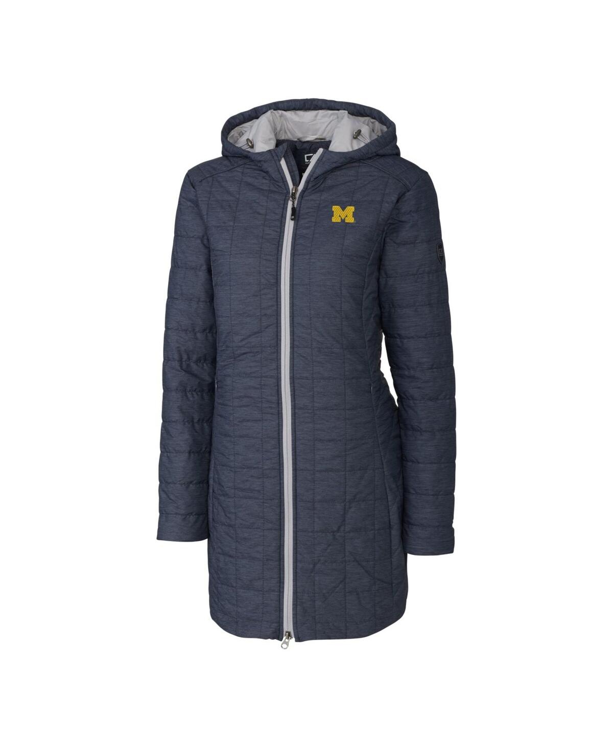 Cutter & Buck Women's Heather Navy Michigan Wolverines Rainier PrimaLoft Eco Hooded Jacket