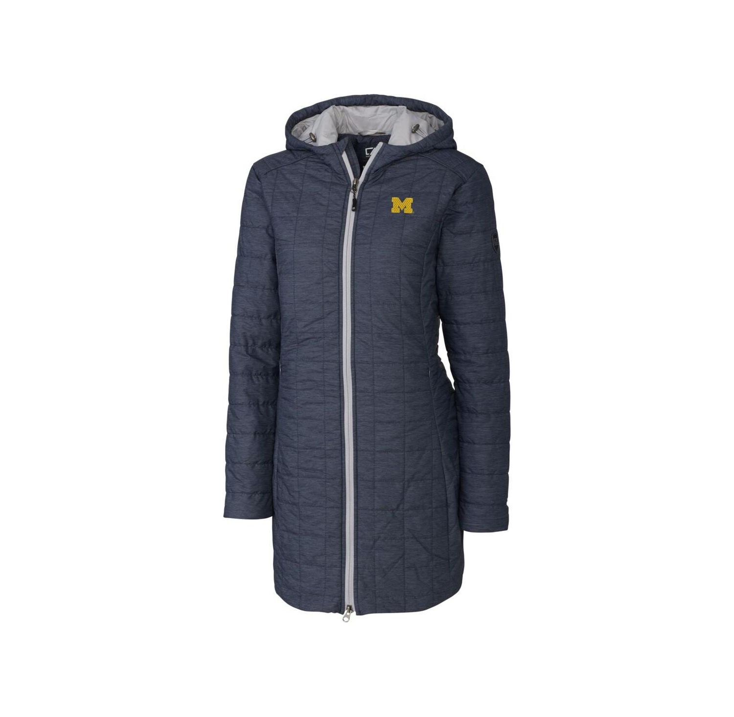 Women's Heather Navy Michigan Wolverines Rainier PrimaLoft Eco Hooded Jacket