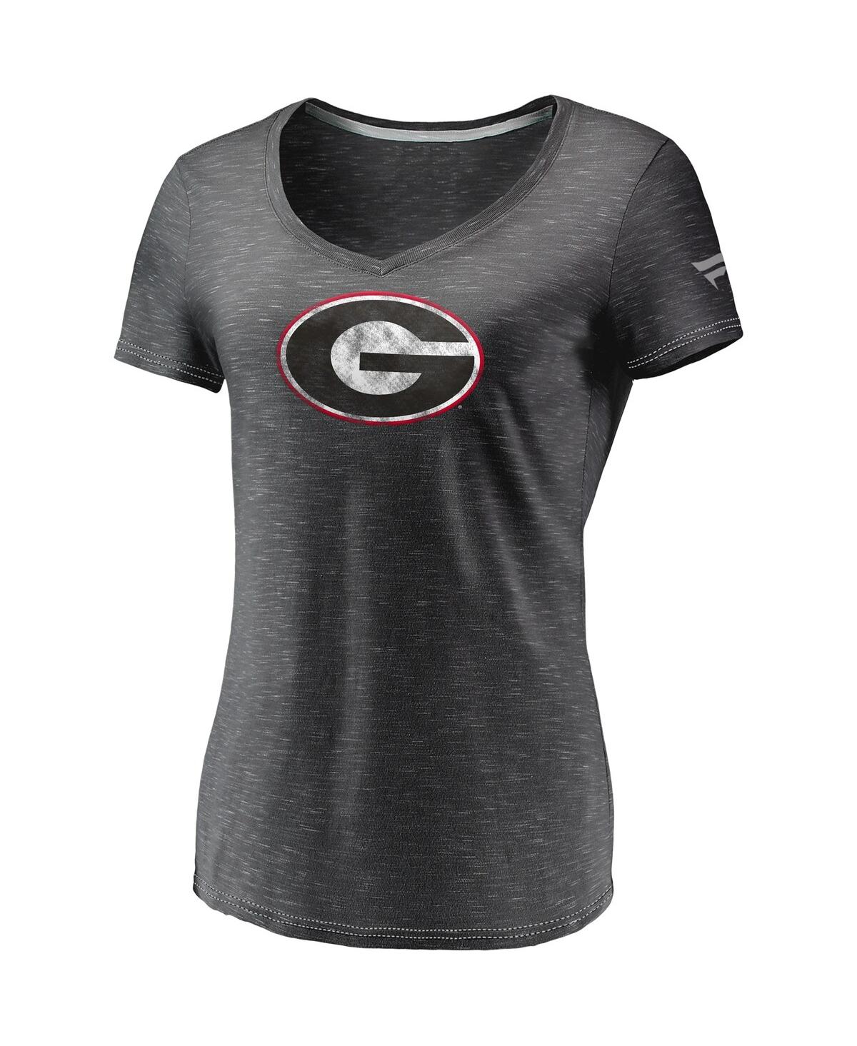 Fanatics Women's Charcoal Georgia Bulldogs Primary Logo Space-dye V-neck T-shirt In Gray