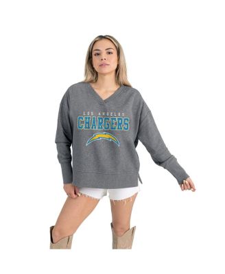 Gameday Couture - Women's Gray Los Angeles Chargers French Terry V-Neck Pullover Sweatshirt