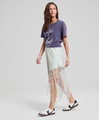 Women's Asymmetric Satin & Lace Skirt, Macy's Exclusive