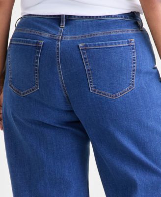Plus Size High-Rise Wide-Leg 5 Pocket Jeans, Macy's Exclusive