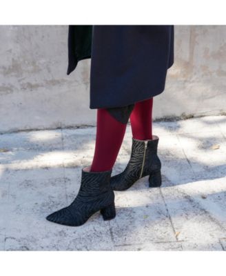 Women's Black Hairy Zebra Ankle Boots