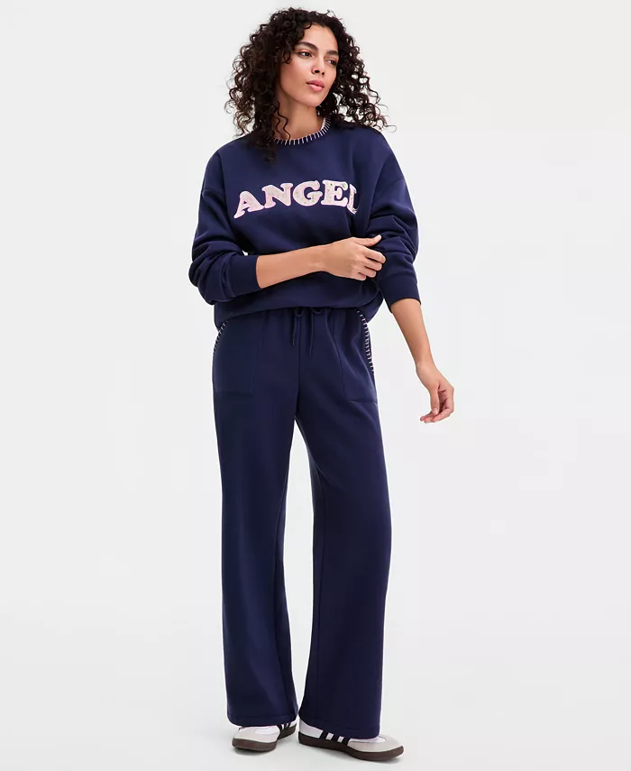 Juniors' Whipstitched Crewneck Sweatshirt - thumbnail 2