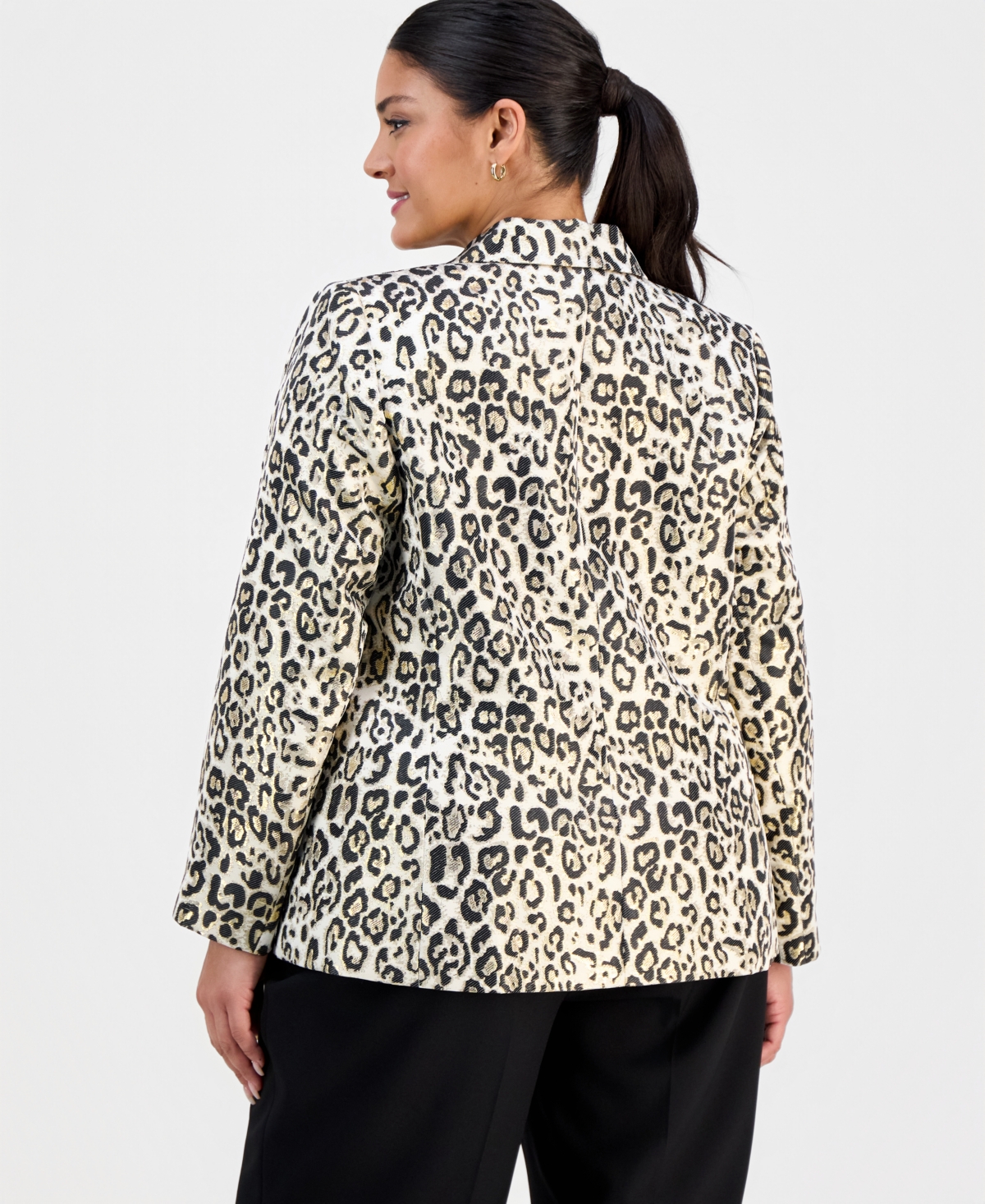 Tahari Asl Plus Leopard-Print Blazer