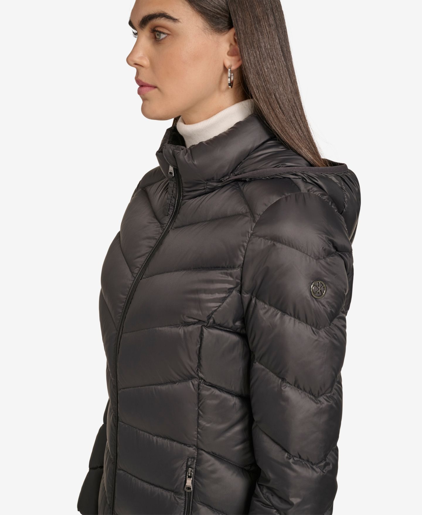 Женская куртка Calvin Klein Short Faux Fur Collar Puffer, цвет: Чёрный — фото 6
