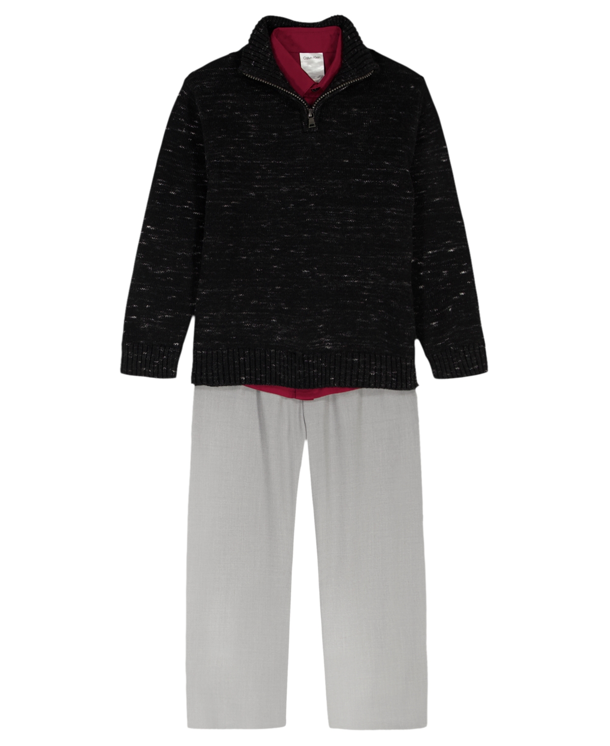 Calvin Klein Boys 2T-7 Long-Sleeve Sweater, Shirt and Pants, 3-Piece Set