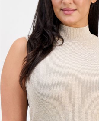 Plus Size Sleeveless Mock-Neck Sweater