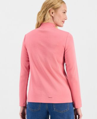Women's Cotton Mock-Neck Long-Sleeve Tee, Created for Macy's