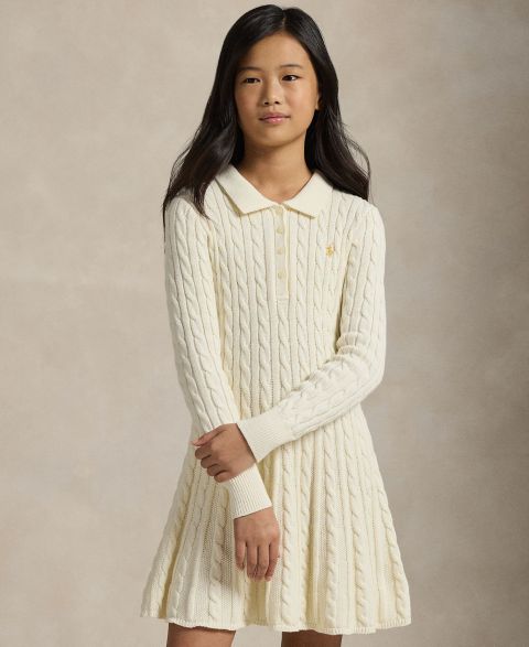 Платье Polo Ralph Lauren Lunar New Year Long-Sleeve Sweater Dress для девочек, цвет: Кремовый