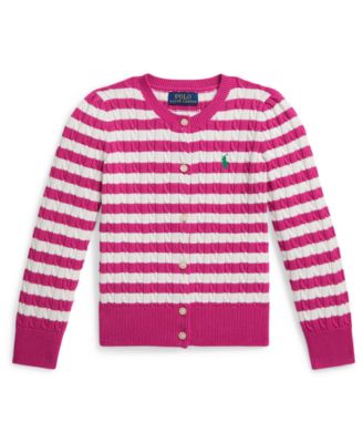 Girls' 2T-6X Striped Mini-Cable Cardigan