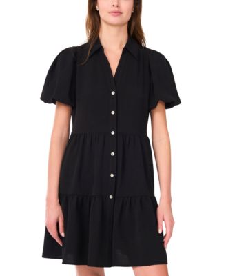 Women's Puff-Sleeve Fit & Flare Shirtdress