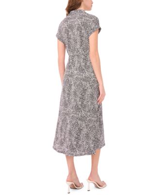 Women's Wide Tie Collared Midi Dress