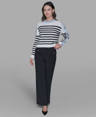 Petite Striped Crewneck Sweater