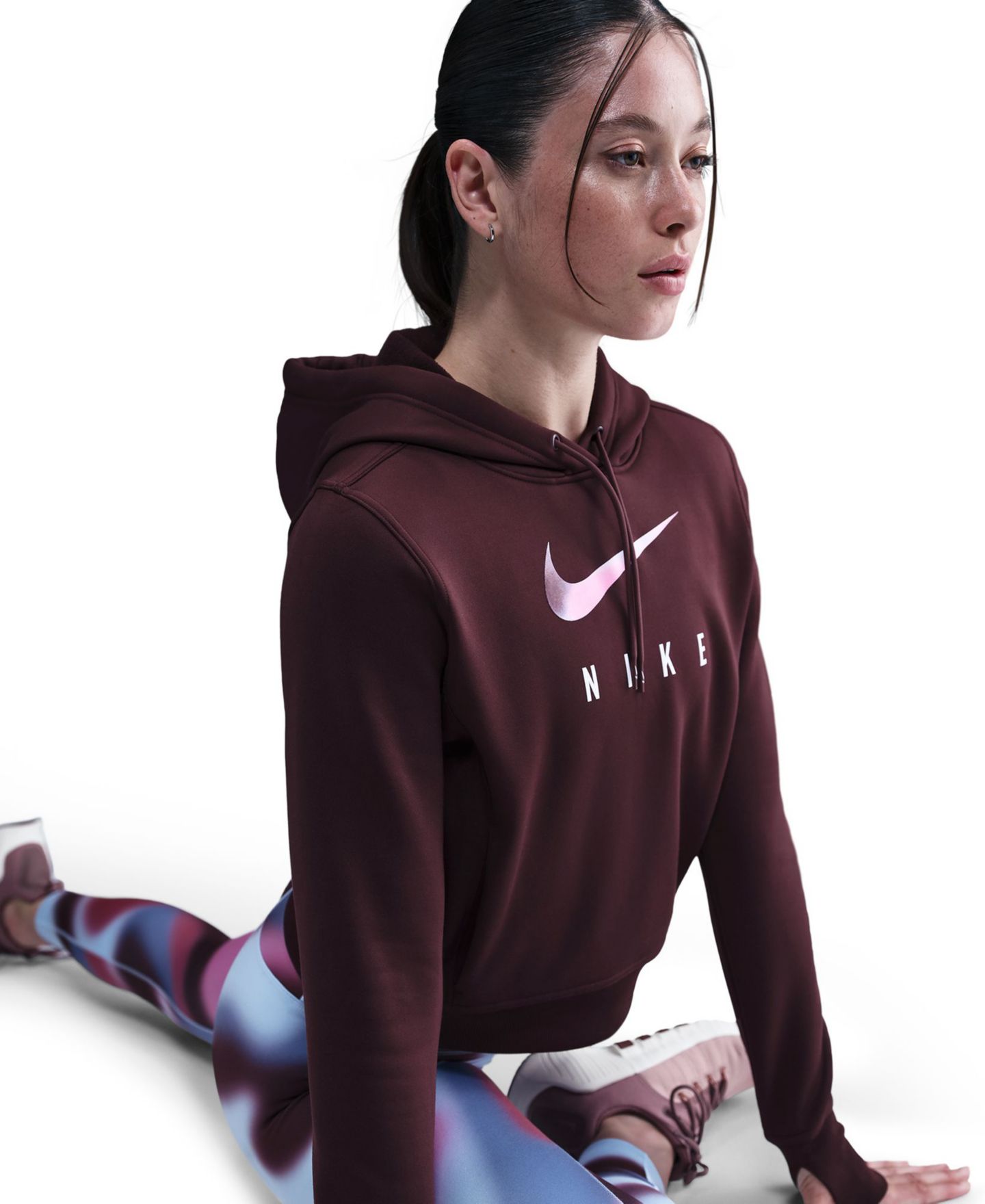 Женское худи Nike Therma-FIT, цвет: Бордовый — фото 3