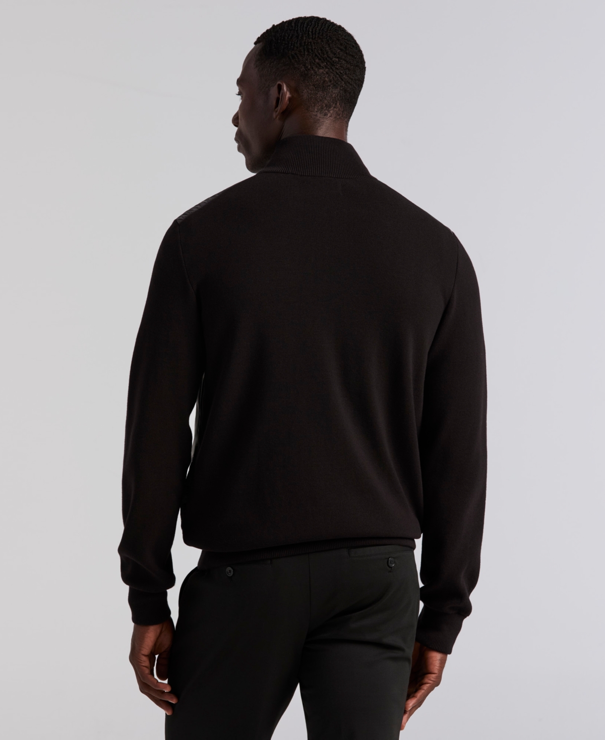 Perry Ellis Men's Quilted Front Zip Sweater