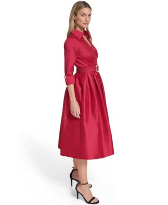 Women's Collared V-Neck Shirt Dress