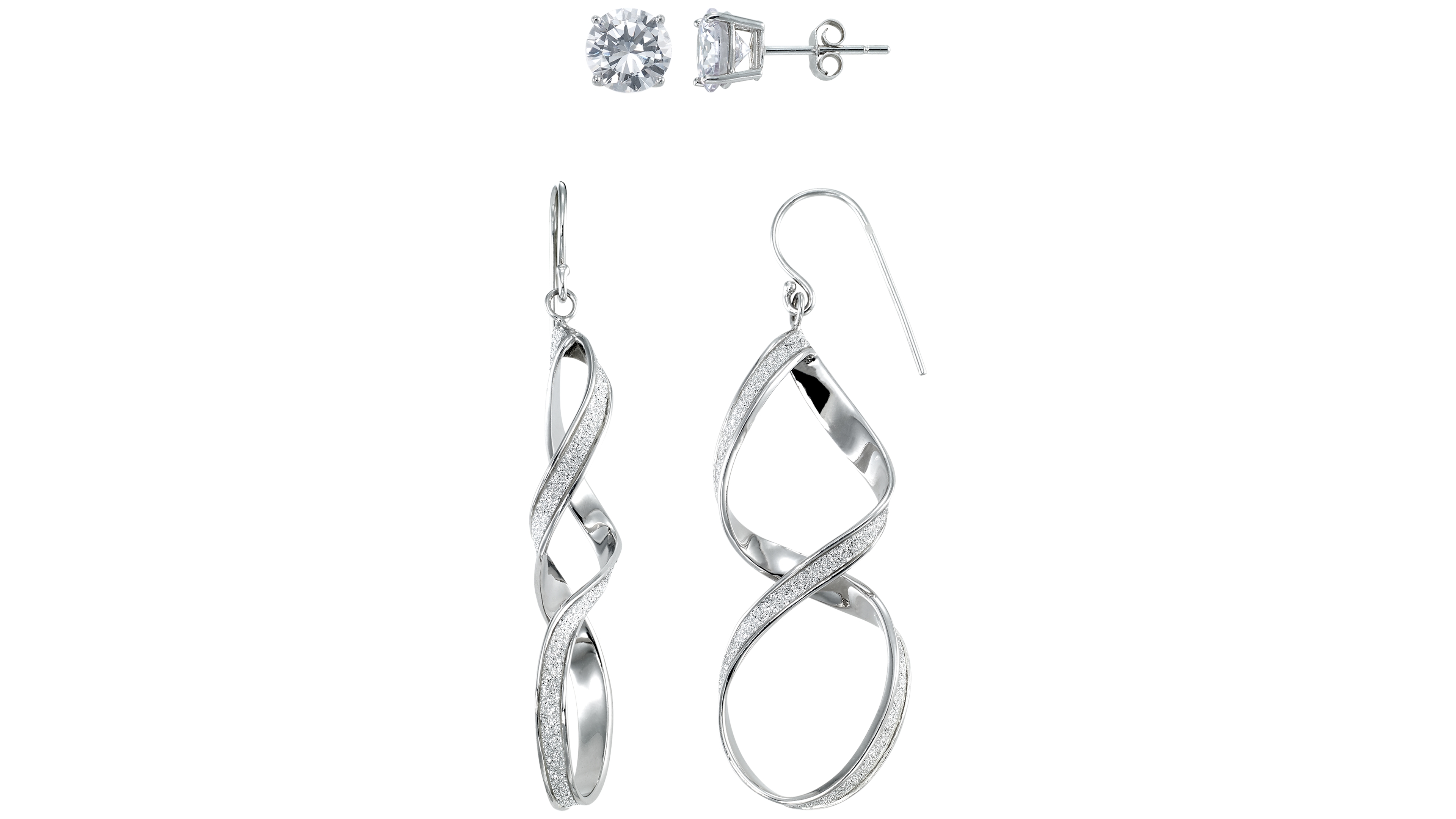 Macy's Glitter Twisted Teardrop 2-Pc. Dangle Earrings Set in Sterling Silver