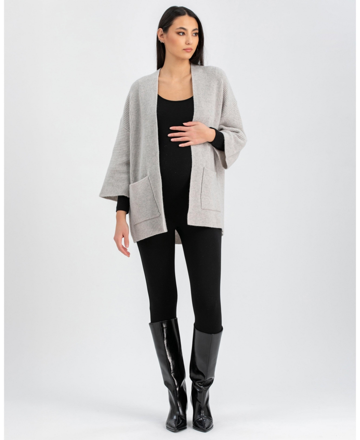 Maternity Slim Scoop Neck Maddy Jumpsuit with Long Sleeves