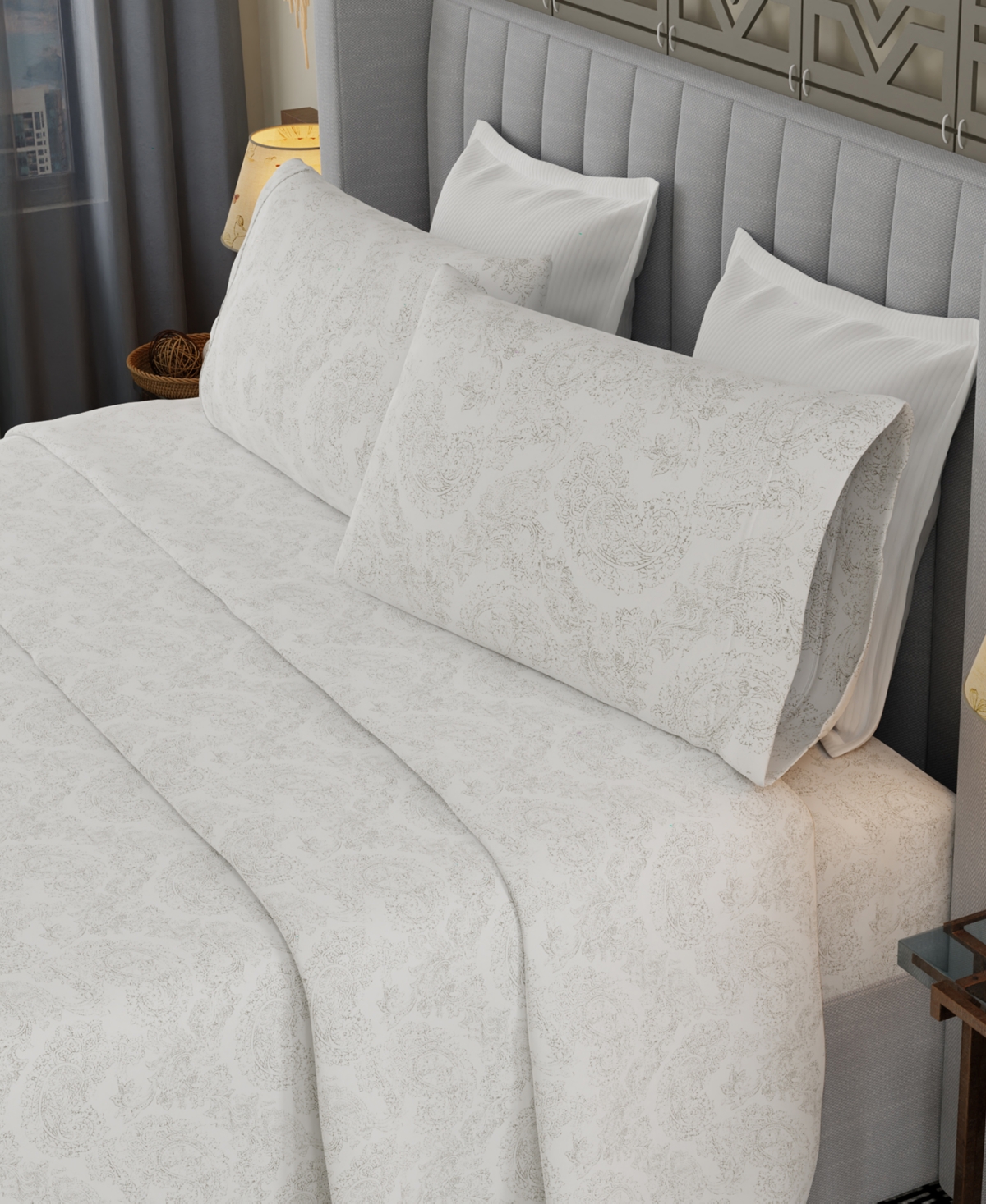 Color Sense Brushed Cool Crisp Printed Cotton 4-pc. Sheet Set, Full