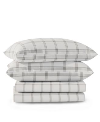 Brushed Cool Crisp 225-Thread Count Printed Cotton 4-Pc. Sheet Set, Queen