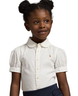 Girls 2T-6X Short-Sleeve Solid Oxford Shirt
