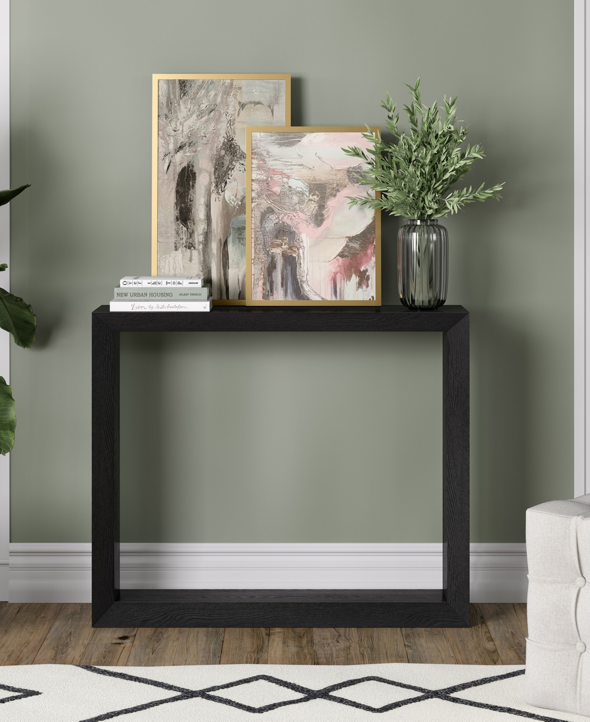 Hudson & Canal Osmond 36" Wood Wide Rectangular Console Table In Black