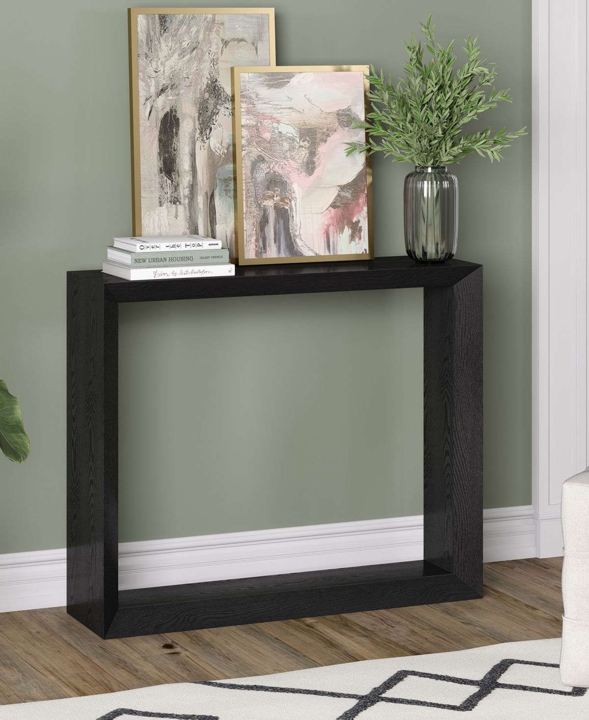 Hudson & Canal Osmond 36" Wood Wide Rectangular Console Table In Black