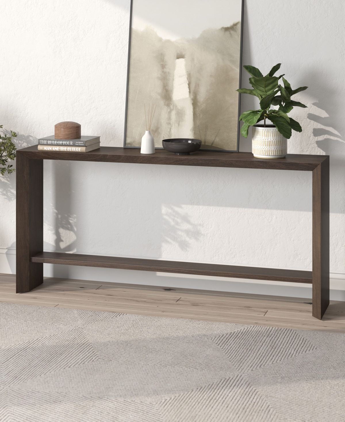 Hudson & Canal Osman 64" Wood Wide Rectangular Console Table