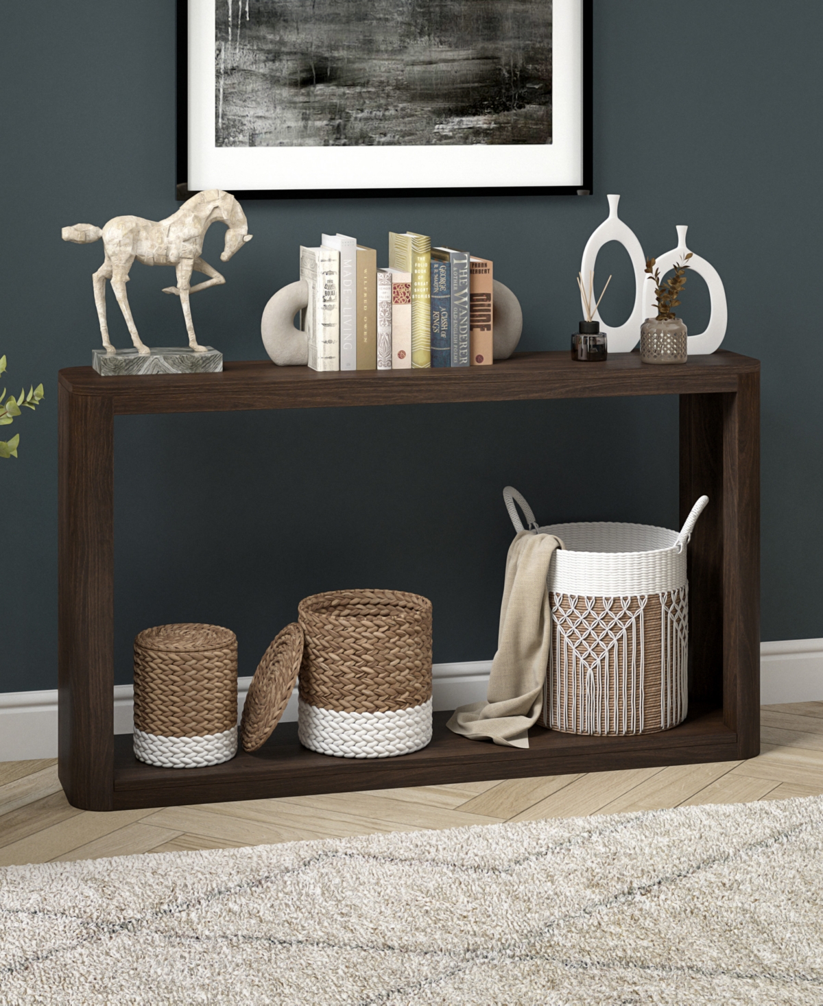 Hudson & Canal Kellan 52" Wood Wide Rectangular Console Table
