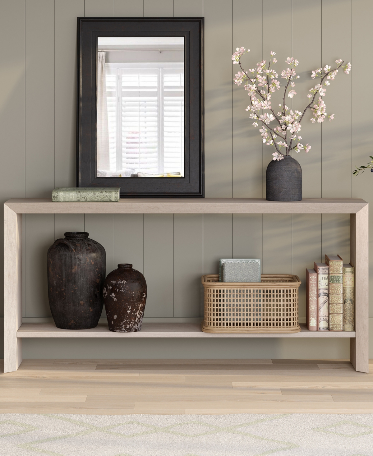 Hudson & Canal Osman 64" Wood Wide Rectangular Console Table