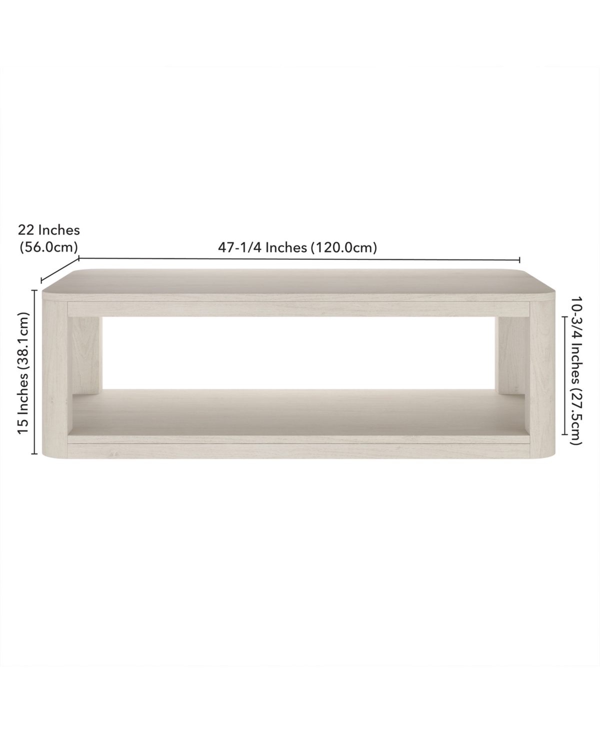 Hudson & Canal Stellan 47" Wood Wide Rectangular Coffee Table