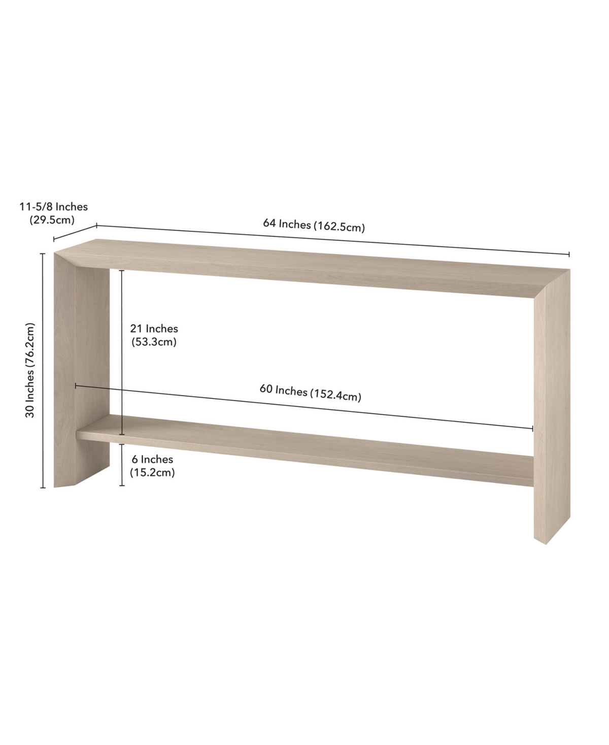 Hudson & Canal Osman 64" Wood Wide Rectangular Console Table