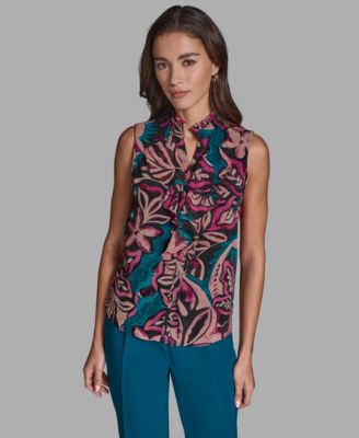 Women's Sleeveless Ruffle Front Top