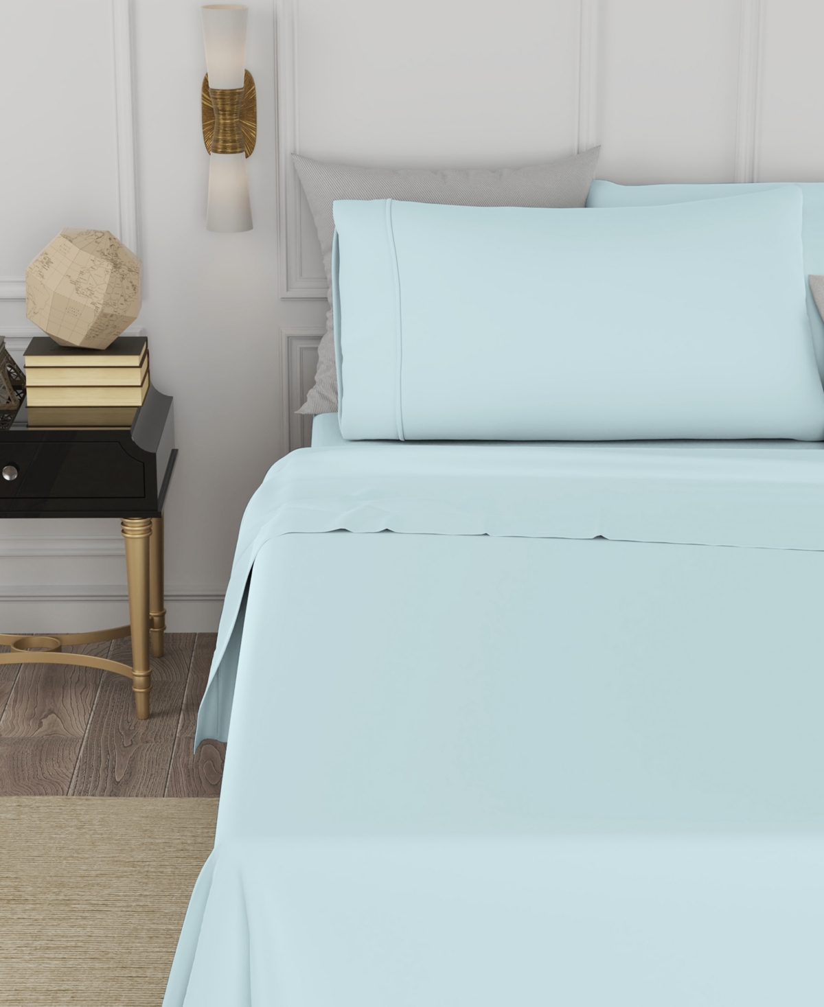 Color Sense Brushed Cool Crisp Solid Cotton 3-pc. Sheet Set, Twin Xl In Blue