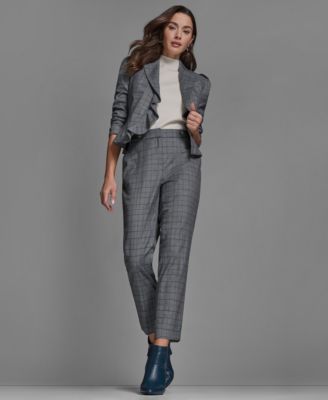 Women's Plaid Long-Sleeve Ruffle Jacket