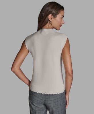 Women's Sleeveless Mock Neck Knit Top
