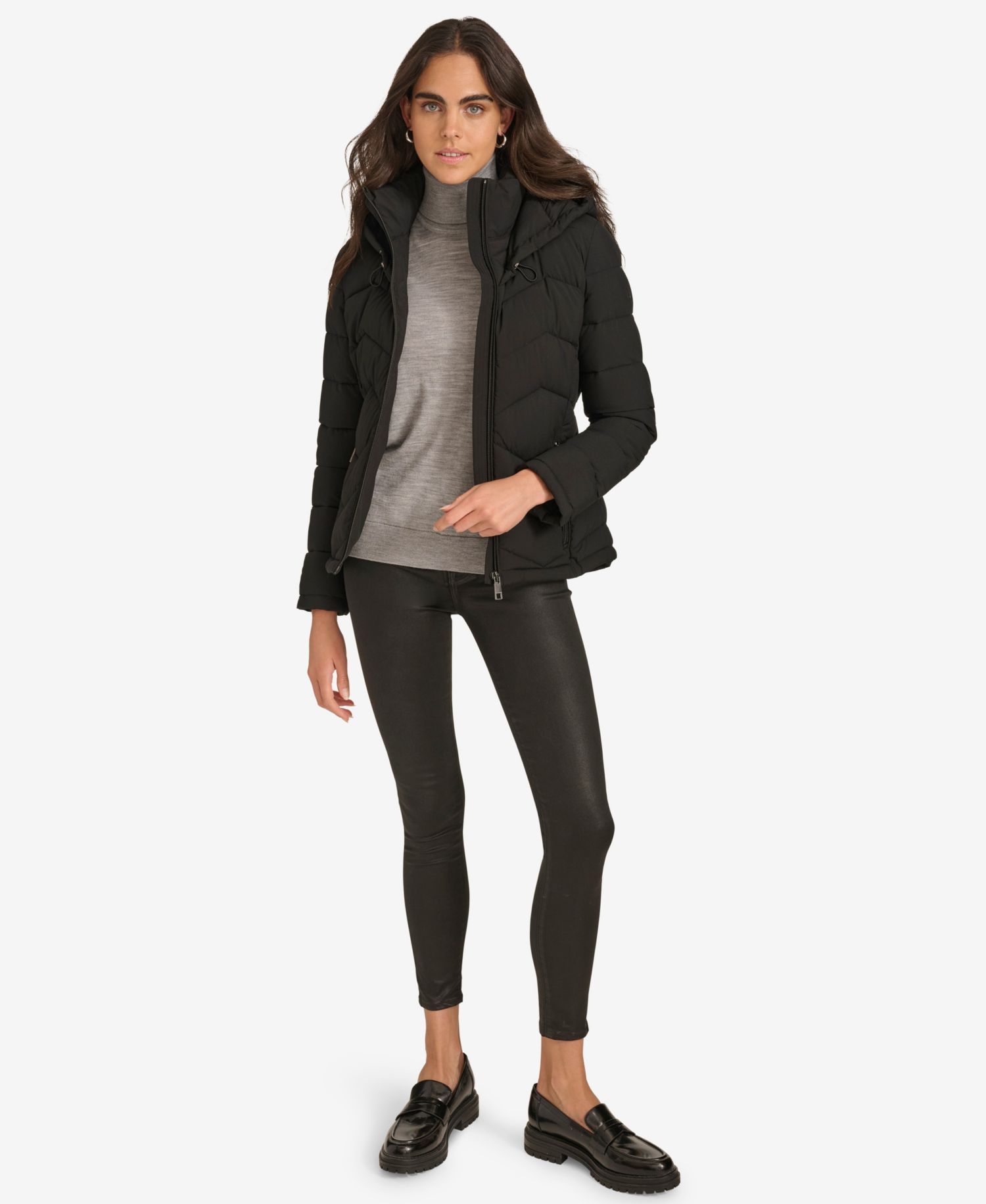 Women's Short Zip-Up Hooded Puffer Coat