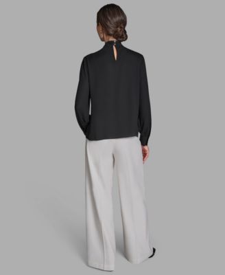 Women's Long-Sleeve Tie Neck Top