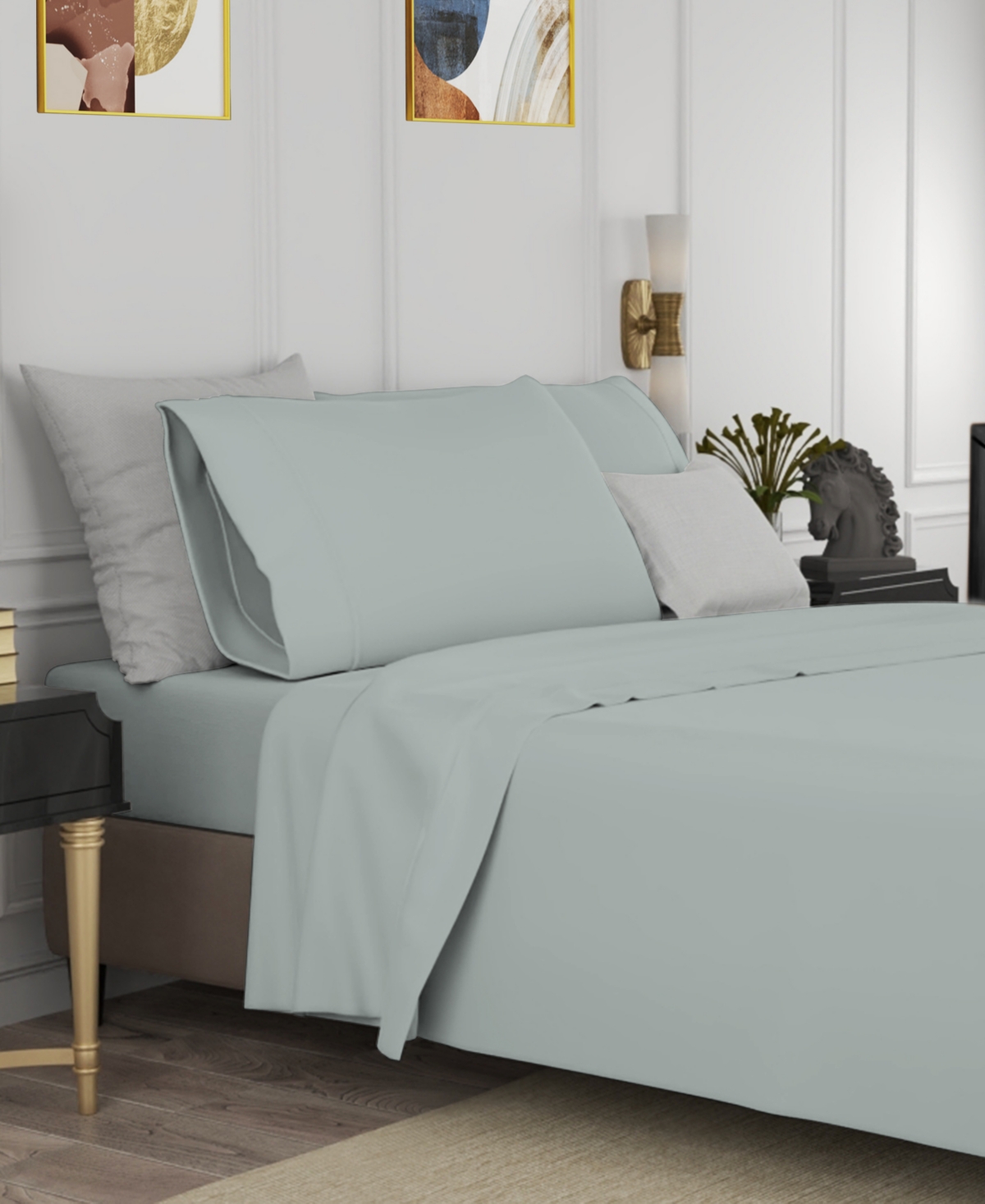 Color Sense Brushed Cool Crisp Solid Cotton 4-pc. Sheet Set, Queen In Gray