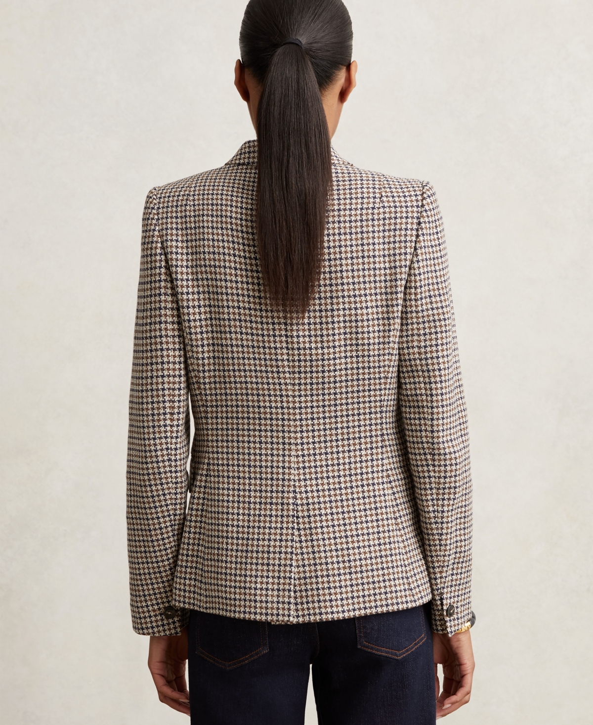 Reiss Women's Double-Breasted Houndstooth Cotton-Linen Blazer