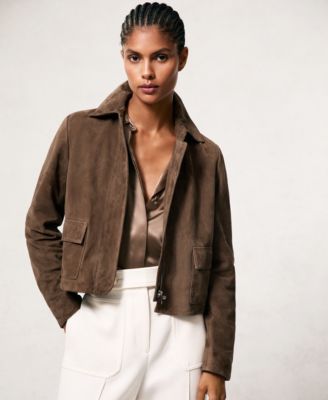 REISS - Women's Drew Cropped Suede Jacket