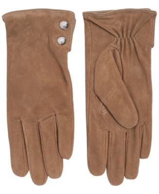 Suede Crest Button Glove
