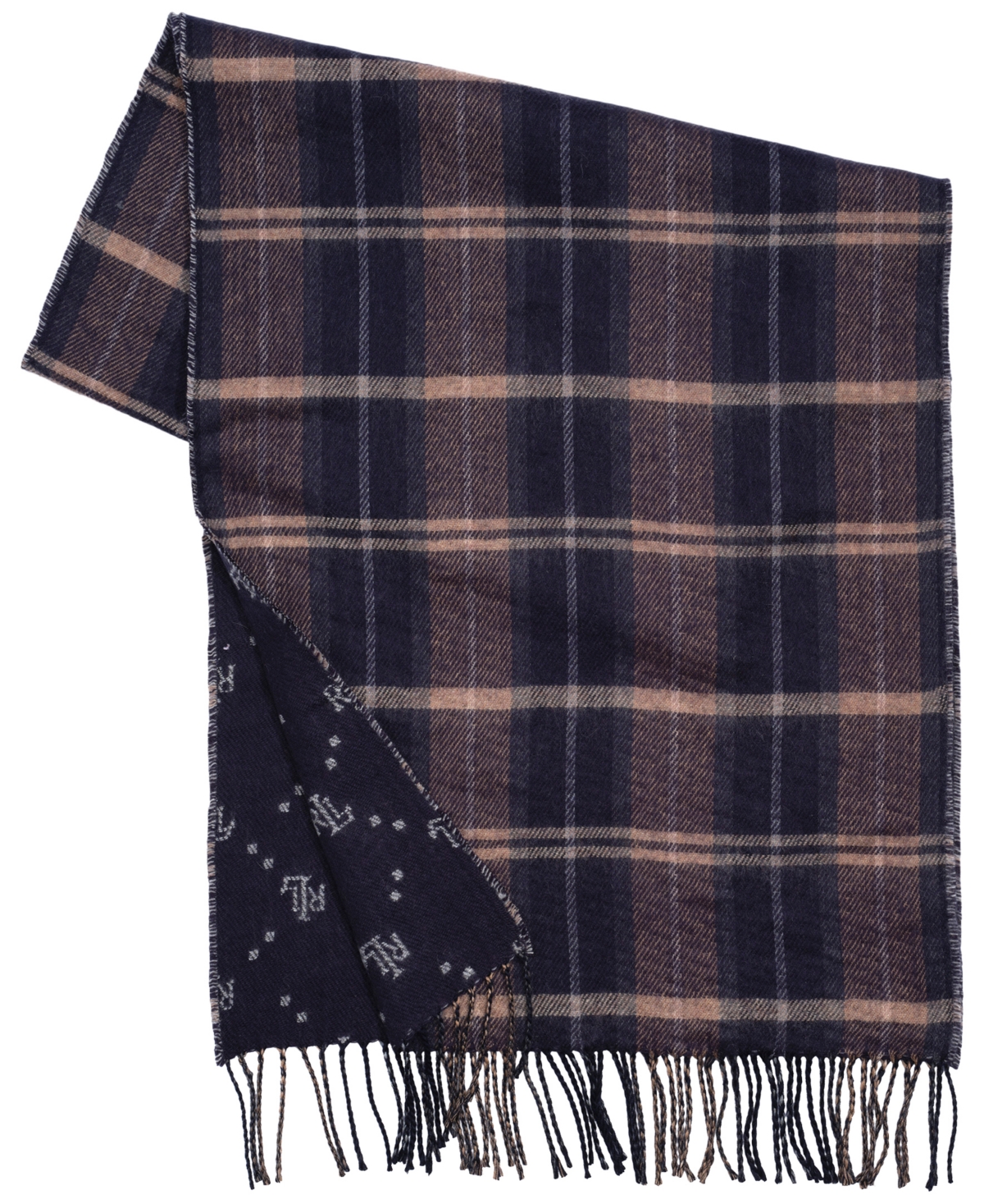 Ralph Lauren Plaid And Logo Double Face Scarf In Multi
