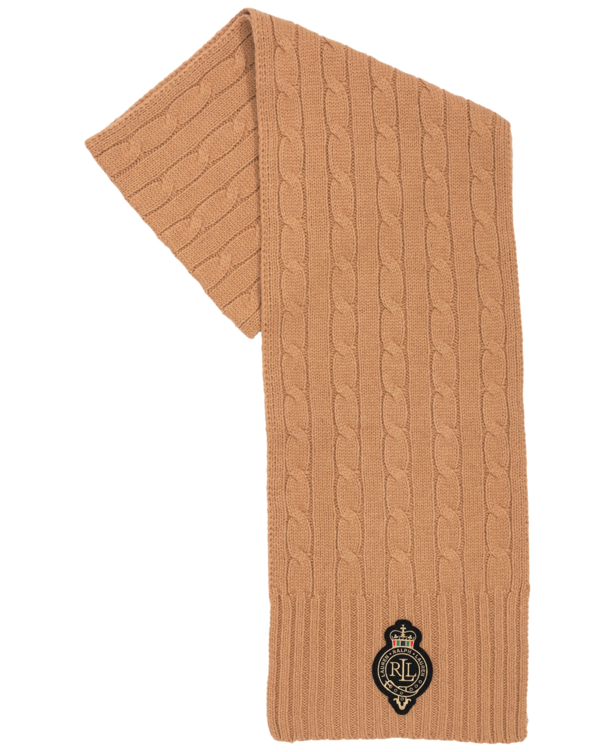 Ralph Lauren Cable Crest Patch Scarf In Gold